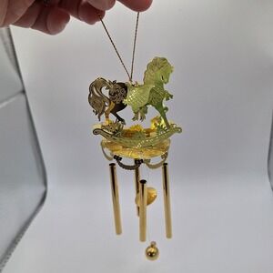 Rocking Carousel Horse Ornament Wind Chime With Golden Finish Delicate Metal